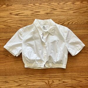 Aritzia Babaton White Button-up Short Sleeve Blouse Like New Size Small